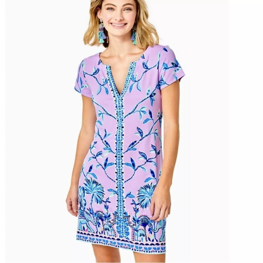 Lilly Pulitzer Women' Sophiletta Womens T-Shirt Short Sleeve Dress Small  Purple